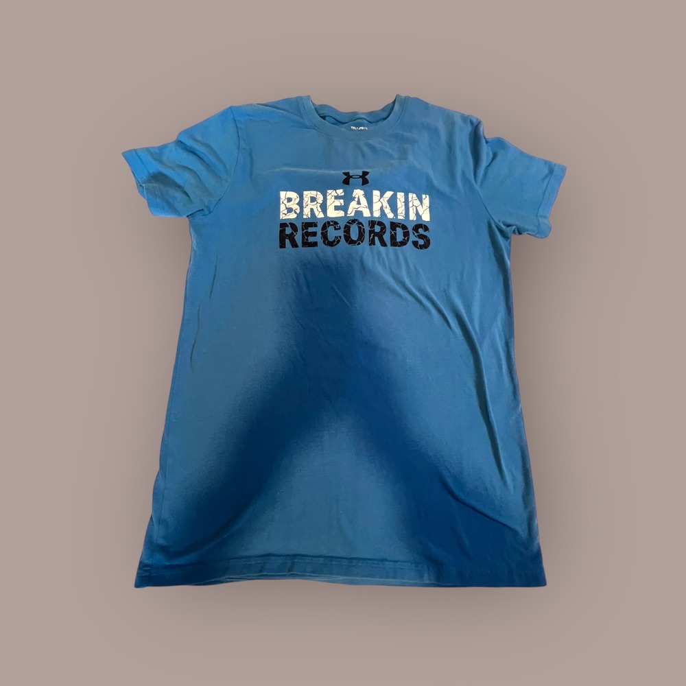 Under Armour YXL Breakin Records T-Shirt Youth Blue Good HeatGear 1298242